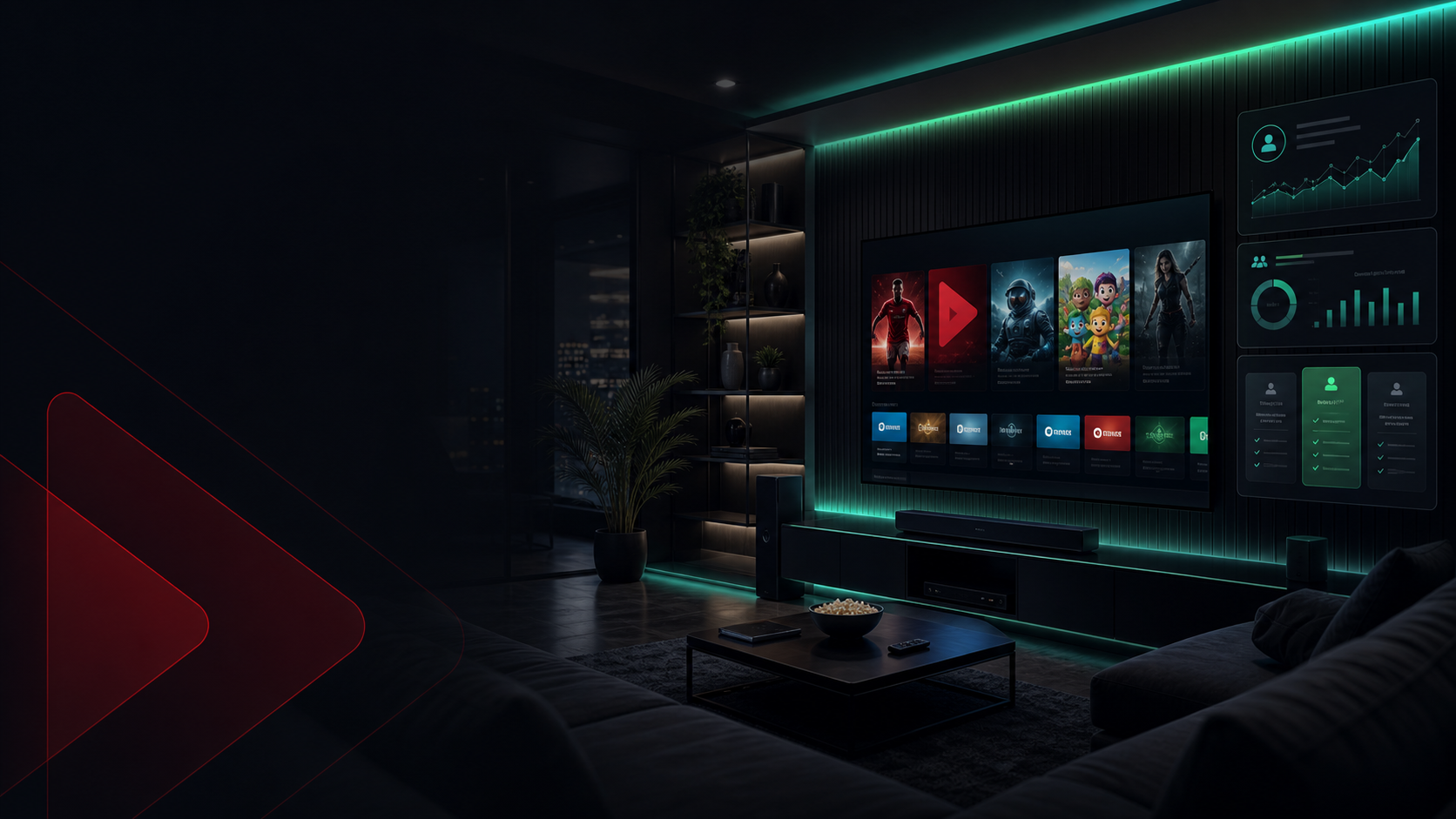 Ambiente visual do painel IZY TV